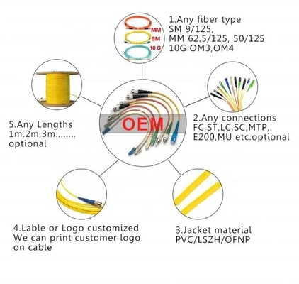 3 meter 3.0mm Simplex Fiber Optic Patch Cord G652D SC UPC APC