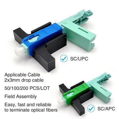 Pemasangan Lapangan Konektor Cepat Serat Single Mode Fiber Optic SC APC UPC