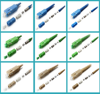 0.9mm 2.0mm 3.0mm Konektor Kabel Patch Serat Tipe SC APC Untuk FTTX