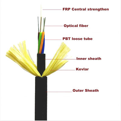Adss 48 Core Aerial Serat Optik Patch Cord Kabel Single Mode Panjang Rentang Besar